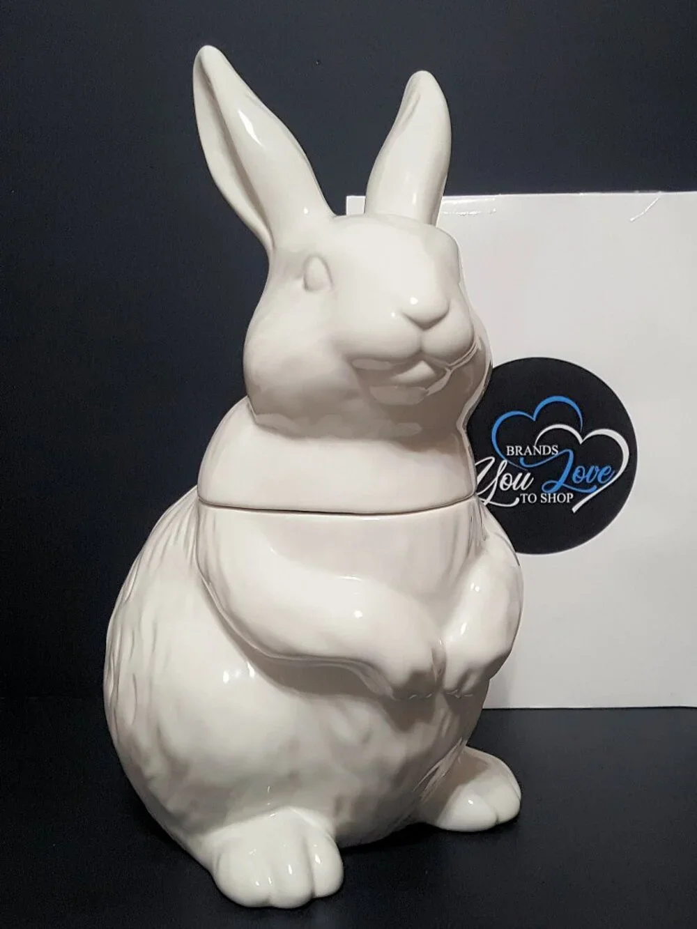 Pottery Barn Figural Floral Bunny Cookie Jar 12.5